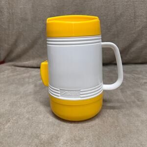 Aladdin Insulated Food Mug Thermos 17oz Yellow White Hot Cold No Spoon